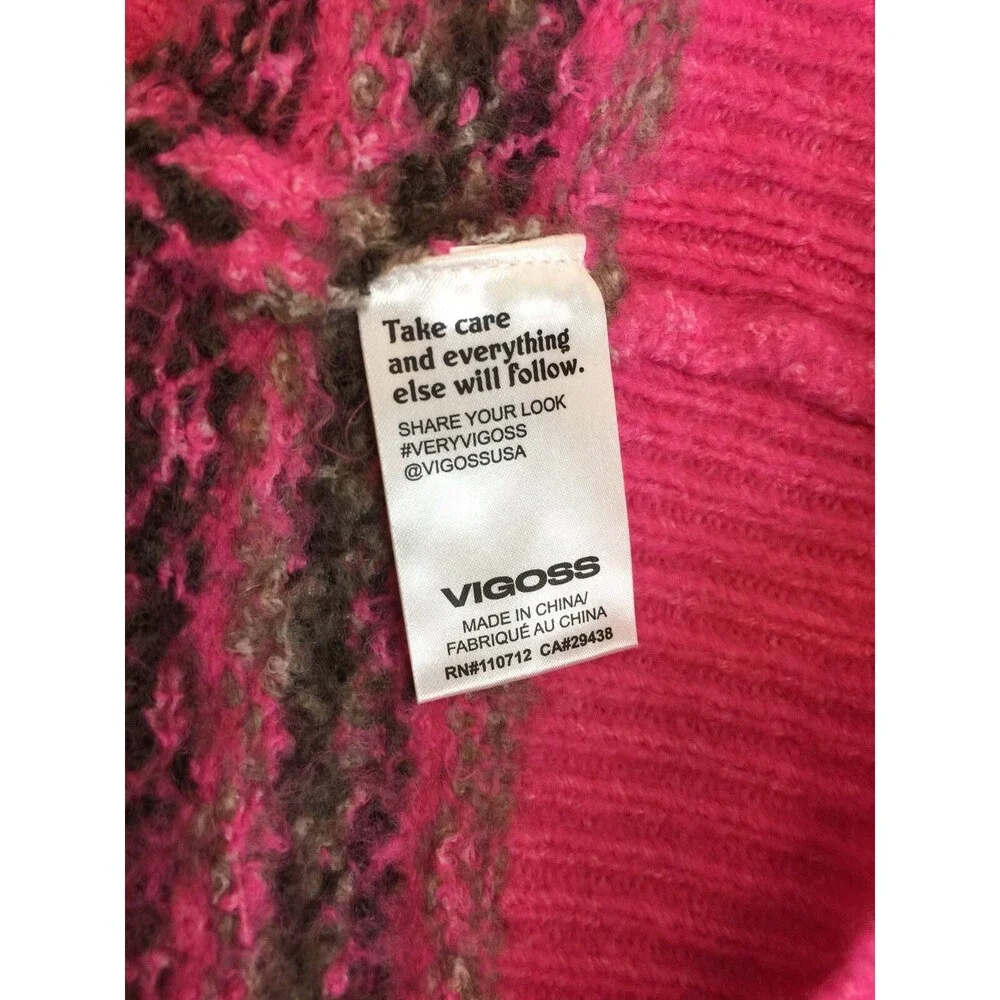 Vigoss Women’s Sweater Pink Granny Core Career Casual Travel Geometric Sz M New